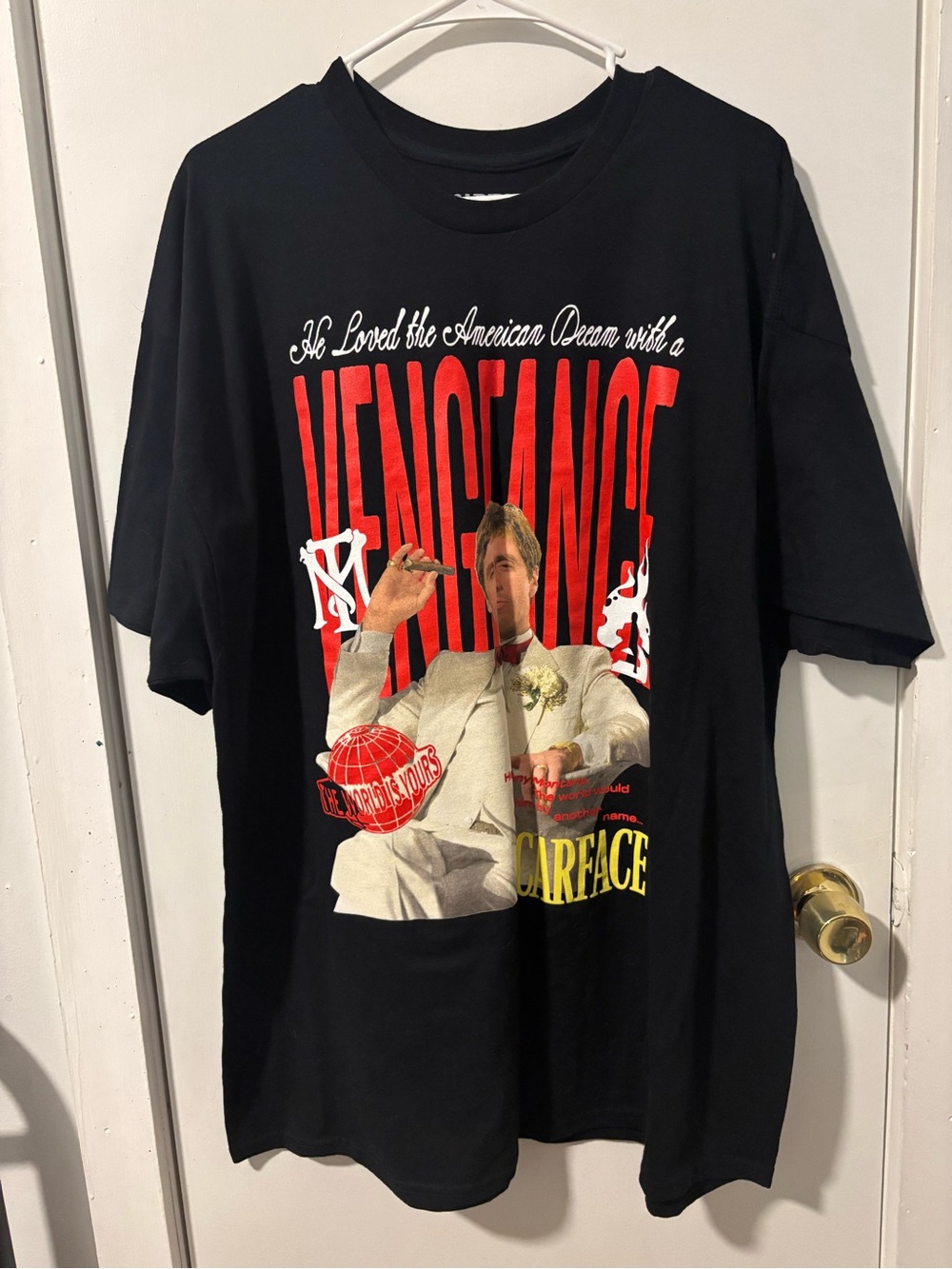 Ripple Junction Black Scarface Graphic Tee with White & Red Print